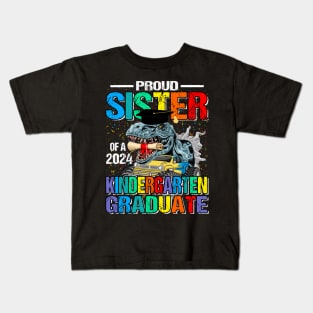 Proud Sister Of A 2024 Kindergarten Graduate Dinosaur Monster Truck Kids T-Shirt